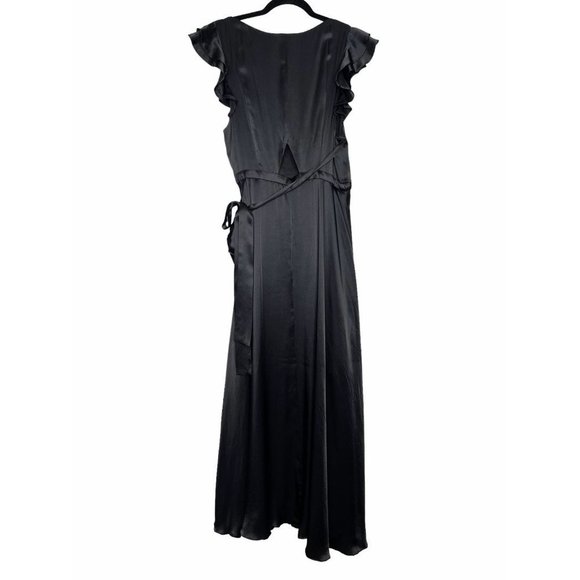 Fame and Partners Kira Maxi Wrap Dress Black Size 8 100% Silk #FP2683 - Picture 7 of 15